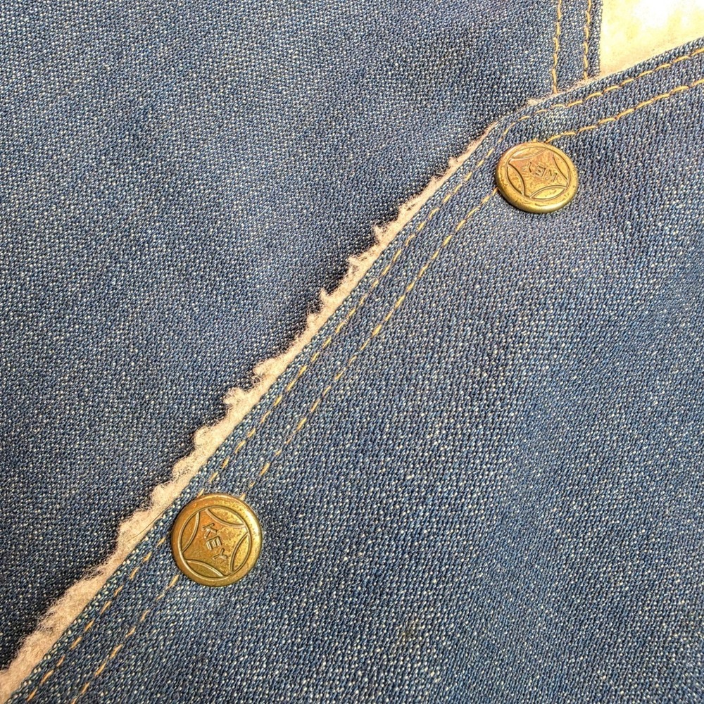 Key Jeans Mens 2XL Denim Sherpa Lined Western Vest Dark Wash Blue 1-8054.41 - Picture 4 of 8